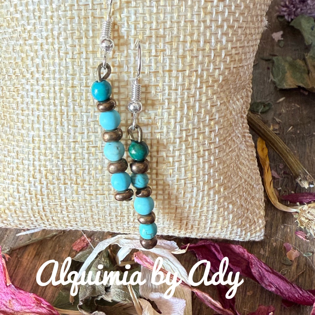 Turquoise Beaded Long Colorful Minimalist Dangle Earrings 42$